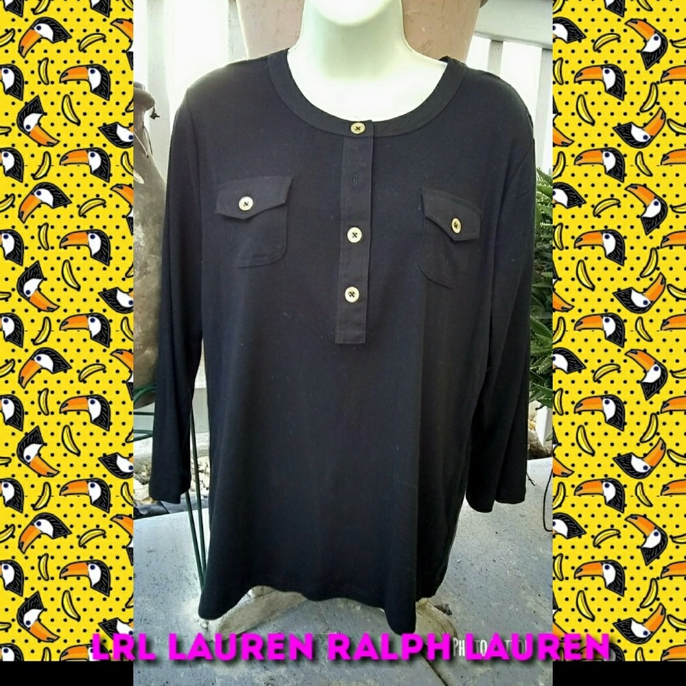 LRL RALPH LAUREN BLACK LABEL BLACK TOP  SIZE X/L